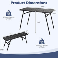 Tangkula 3 Pieces Patio Furniture Set with 2 Benches