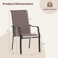 Tangkula Outdoor Dining Chairs Set of 2/4 with High Back & Curved Armrests