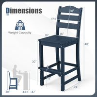 Tangkula Patio HDPE Barstool | Outdoor High Top Bar Chair w/Backrest & Footrest (1/2/4)