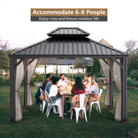 Tangkula 2-Tier Outdoor Gazebo w/Double Vented Roof & Central Hook