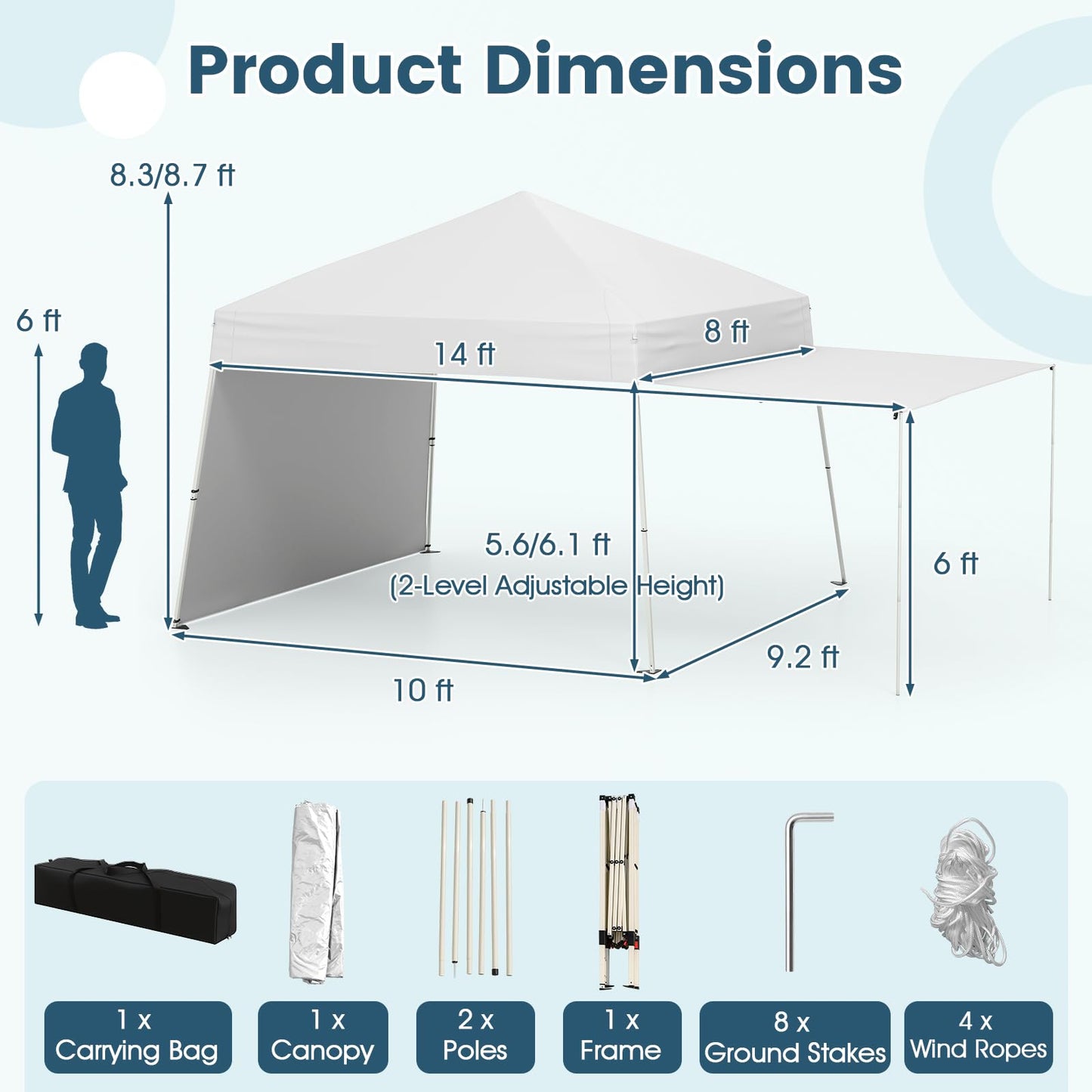 Tangkula 9.2x14 Ft Pop up Canopy with Sidewalls
