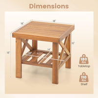 Tangkula Outdoor Side Table with Storage Shelf for Small Space