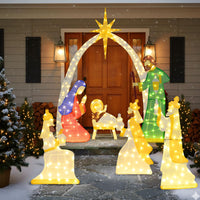 Tangkula 7 Pieces Large Christmas Lighted Nativity Scene Set