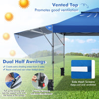 Tangkula 10x17.6 Ft Pop Up Canopy with Adjustable Dual Awnings, Easy Setup Instant Tent for Patio, Market, Picnic
