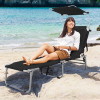Tangkula Outdoor Folding Chaise Lounge Chair, 5-Fold Reclining Beach Chair