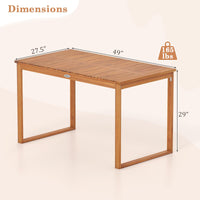 Tangkula 49" x 27.5" Acacia Wood Patio Dining Table for 4-6 Slatted Tabletop