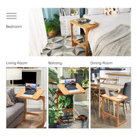Bamboo TV Tray Sofa Side Table, 7 Angles Adjustable Couch Table