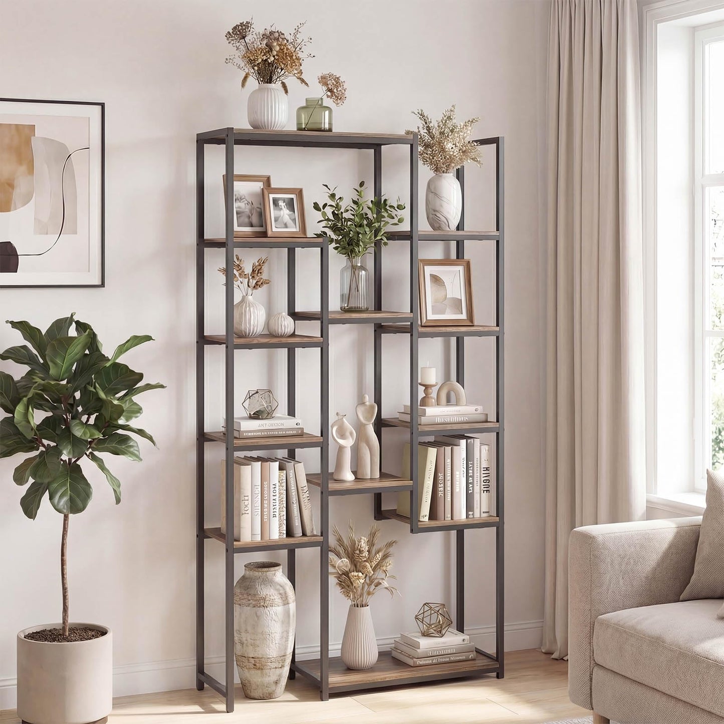Tangkula 71” Tall Bookshelf with 12 Storage Shelves & Heavy-Duty Metal Frame
