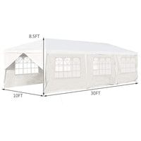 Tangkula 10' x 30' Outdoor Waterproof Gazebo Canopy w/ 6 Removable Sidewalls and 2 Doorways