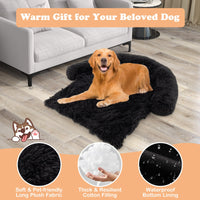 Tangkula Calming Dog Bed, Fluffy Plush Dog Mat Cover Protector for Couch with Detachable Washable Cover