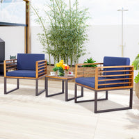 Tangkula 3 Pieces Acacia Wood Patio Bistro Set