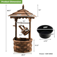 Fontaine en cascade en bois de style ancien Tangkula pour l'extérieur avec pompe à seau (22,5" x 22,5" x 48,5")