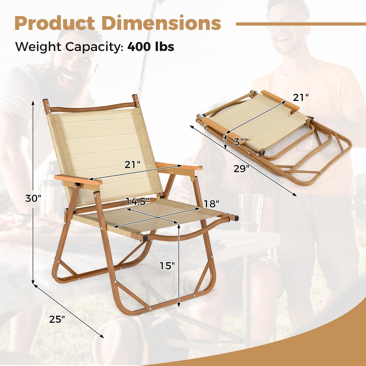 Tangkula Camping Chairs Set of 2 for Fishing Hiking Picnic Camp