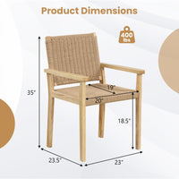 Tangkula Patio Dining Chairs w/Paper Rope Woven Seat