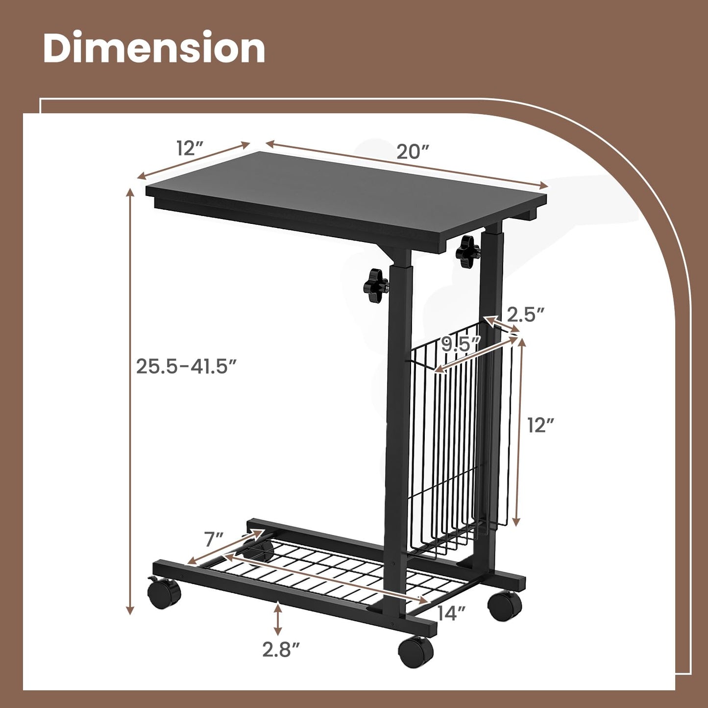 Tangkula Sofa Side End Table C Table Laptop Holder