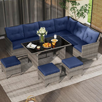 Tangkula 7 Pieces PE Rattan Patio Dining Set