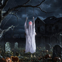 Tangkula 6.6 FT Halloween Animated Swing Ghost with Light up Eyes