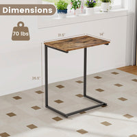 Tangkula C Table Snack Table Over Bed Table with Metal Frame