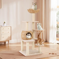 Arbre à chat Tangkula 59 pouces, tour à chat multi-niveaux avec poteaux à gratter en sisal