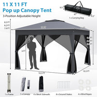 Tangkula 11x11 FT Pop Up Gazebo with Netting