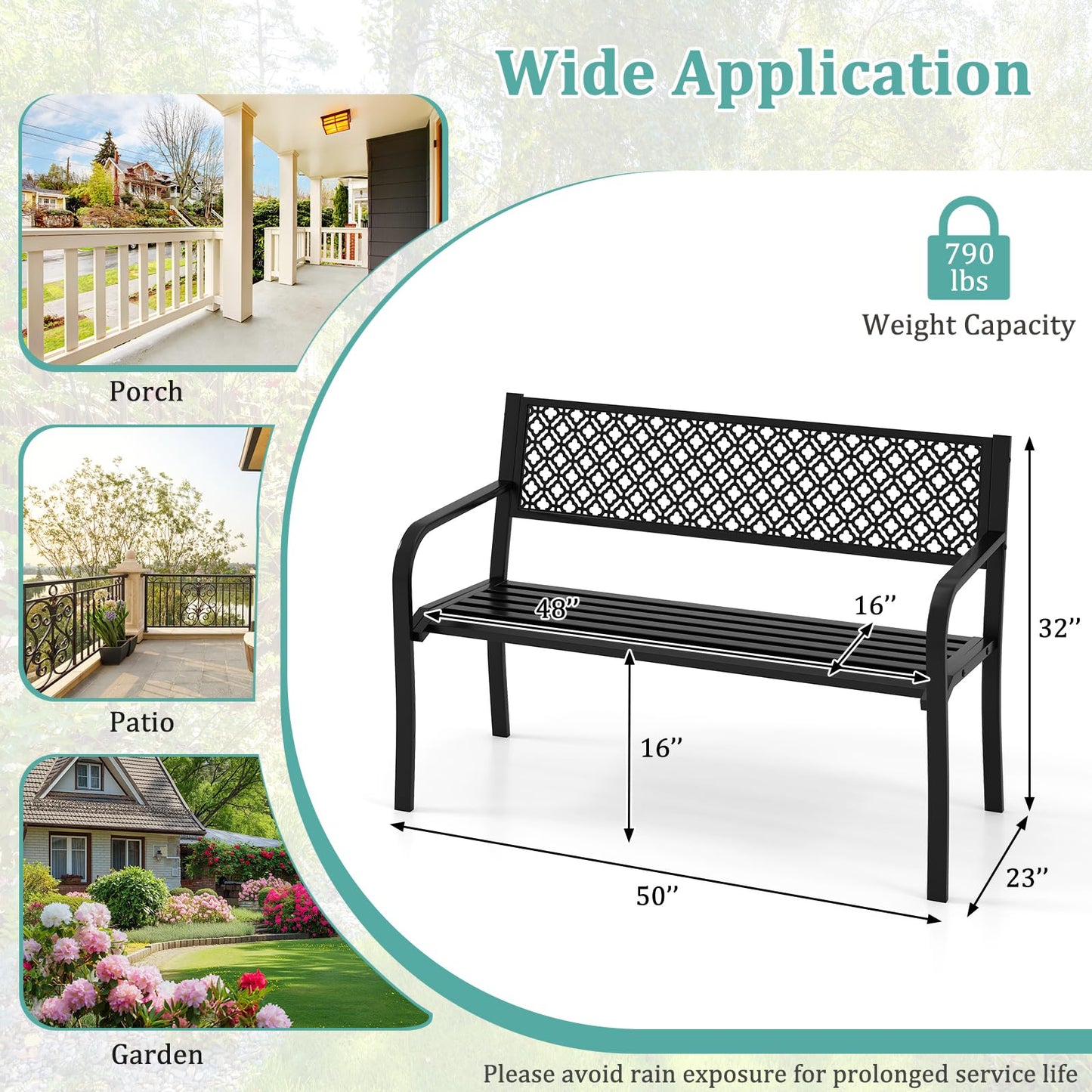 Tangkula 50 Inches Outdoor Garden Bench