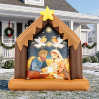 Tangkula 4 FT Christmas Inflatable Nativity Scene with Built-in LED Lights