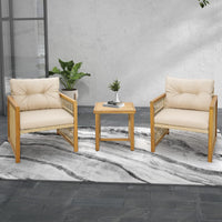 3 Pieces Acacia Wood Patio Furniture Set - Tangkula