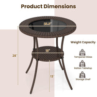 Tangkula 25 inch Patio Wicker Coffee Table