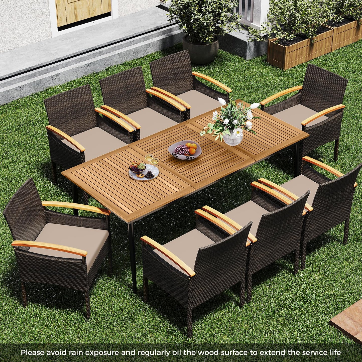 Tangkula 9 Pieces Patio Wicker Dining Set
