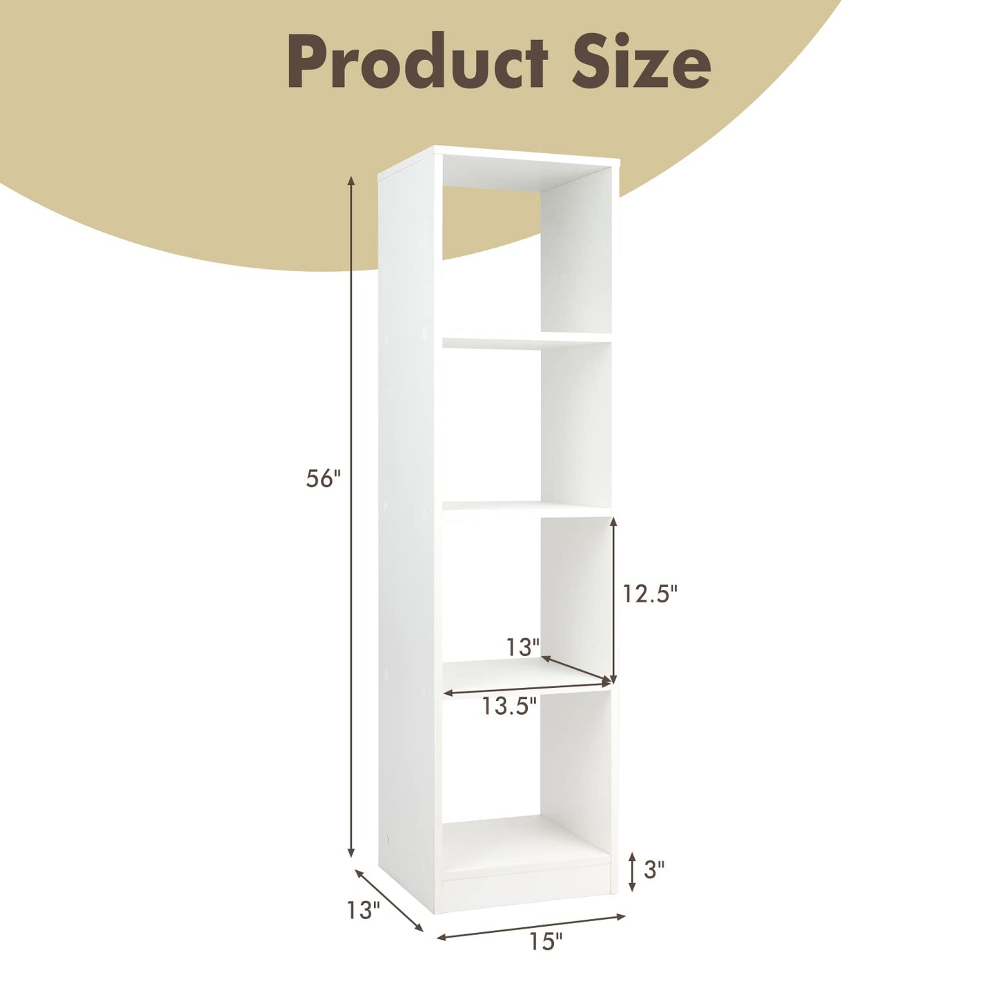 Tangkula 4 Cube Bookshelf, Freestanding 5 Tier Open Bookcase