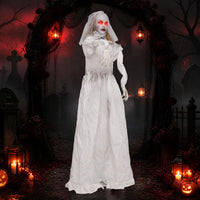 Tangkula 5.7 FT Animated Halloween Ghost Bride Decoration with Swapped Face