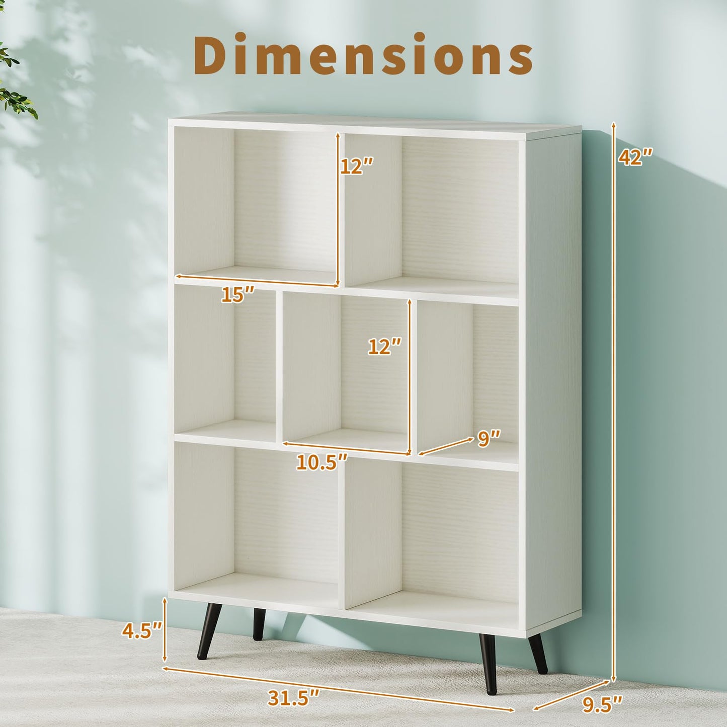 Tangkula Modern 7-Cube Bookcase with 4 Tapered Metal Legs