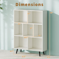 Tangkula Modern 7-Cube Bookcase with 4 Tapered Metal Legs