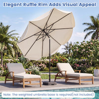 Tangkula 10 FT Solar Patio Umbrella | 2-Tiers Outdoor Scalloped Table Umbrella with 24 LED Lights