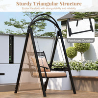 Balancelle de patio extérieure Tangkula avec cadre métallique robuste, coussins amovibles et tables d'appoint