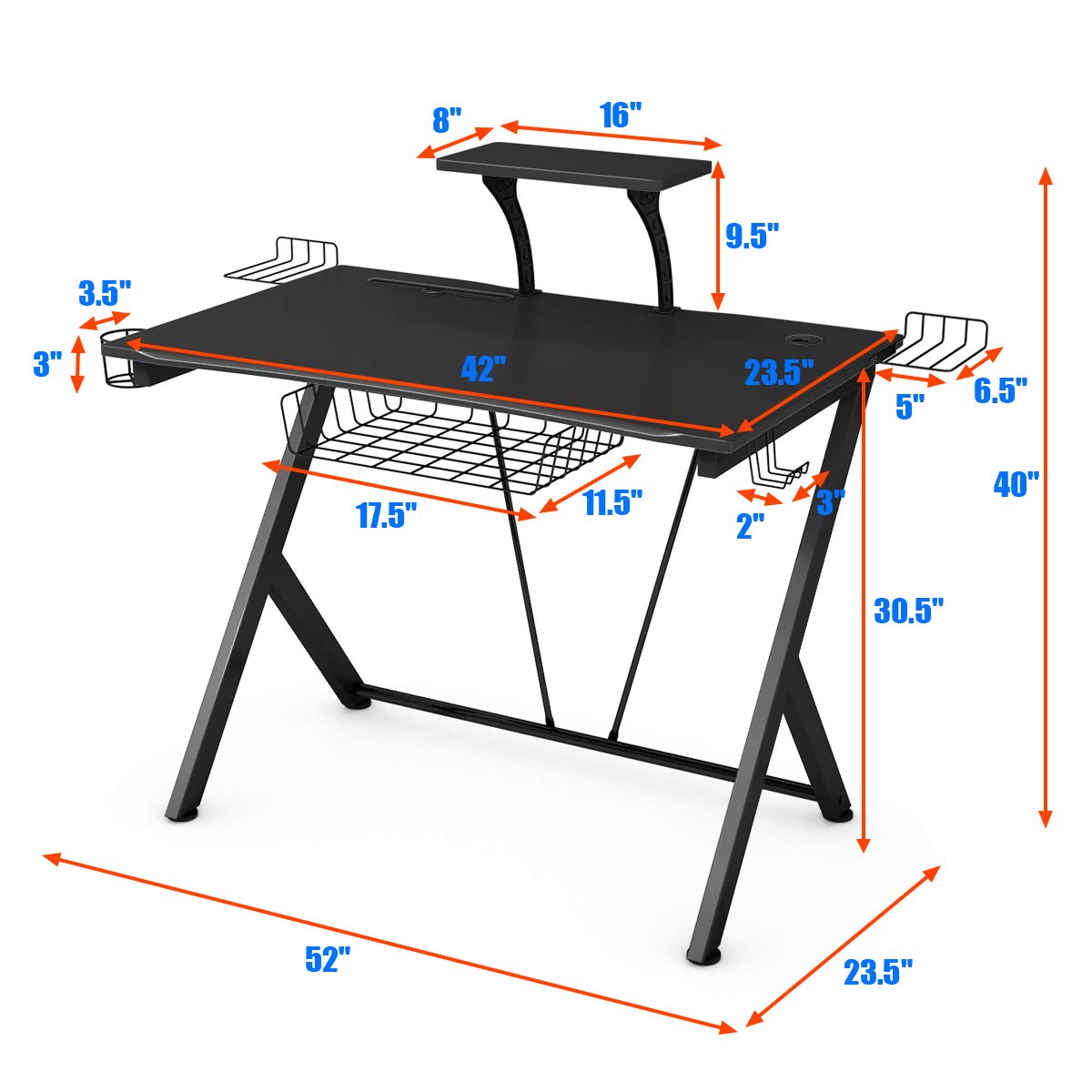 Tangkula Computer Desk Gaming Desk with Headset Hook