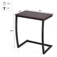 Tangkula C Shaped Couch Side Table with Steel Frame for Bed