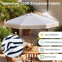 Tangkula 7Ft Patio Umbrella with Fringe 2-Tier Outdoor Boho Umbrella