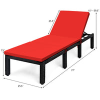Tangkula Patio Wicker Lounge Chair, Outdoor Rattan Adjustable Reclining Backrest Lounger Chairs