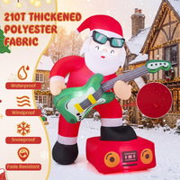 Tangkula 8 FT Christmas Inflatable Santa Claus Plays Guitar Decoration