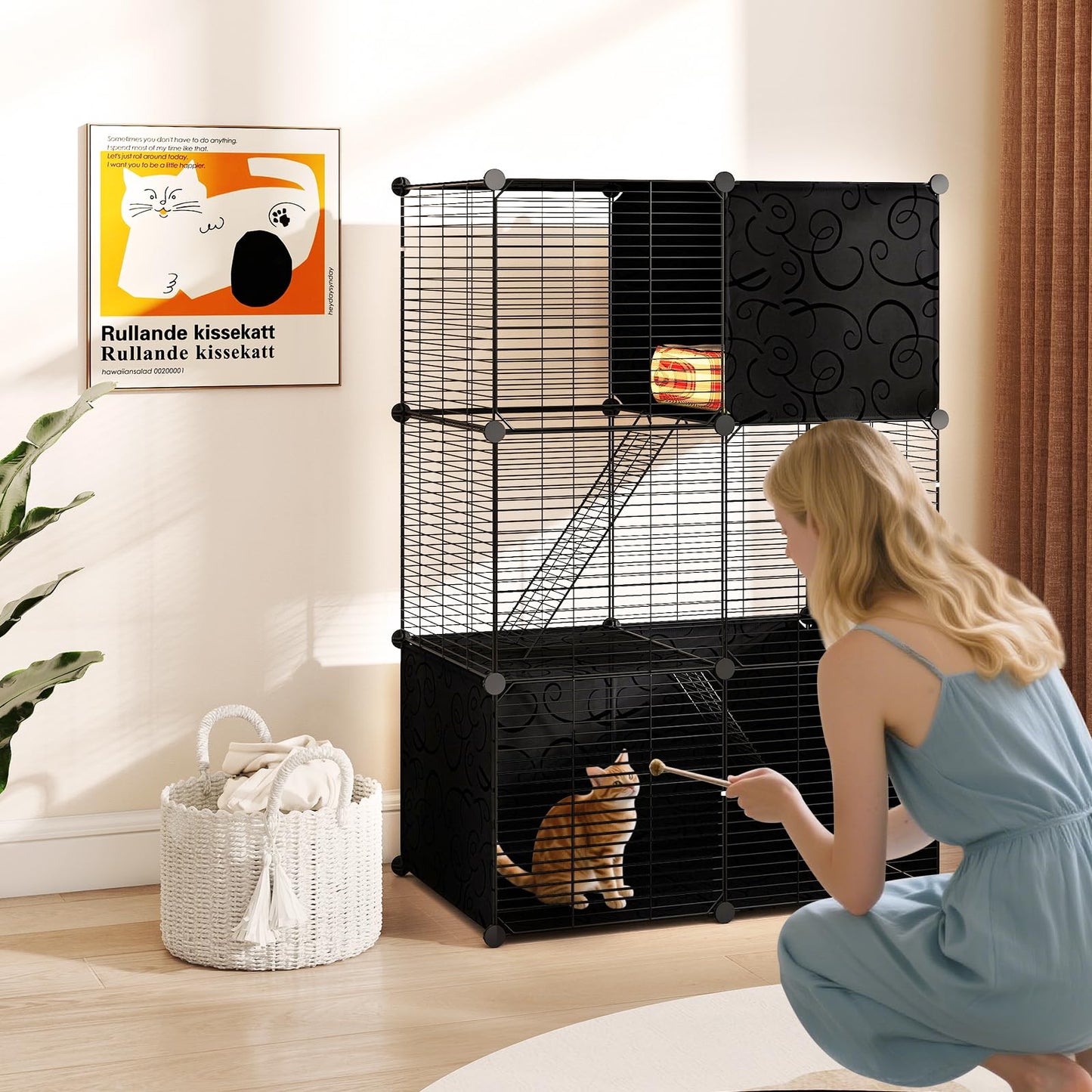 Tangkula 3 Tier Large Cat Enclosure with 2 Ladders