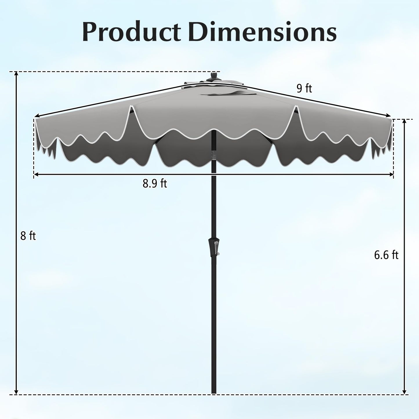 Tangkula 9 FT Patio Umbrella with Crank Handle