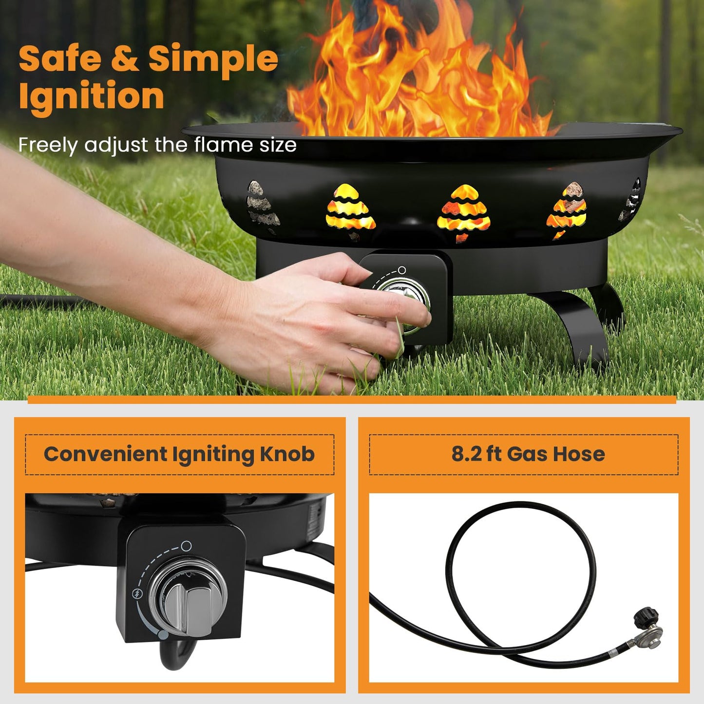 Tangkula 21 Inch Diameter Patio Portable Fire Bowl with Cover