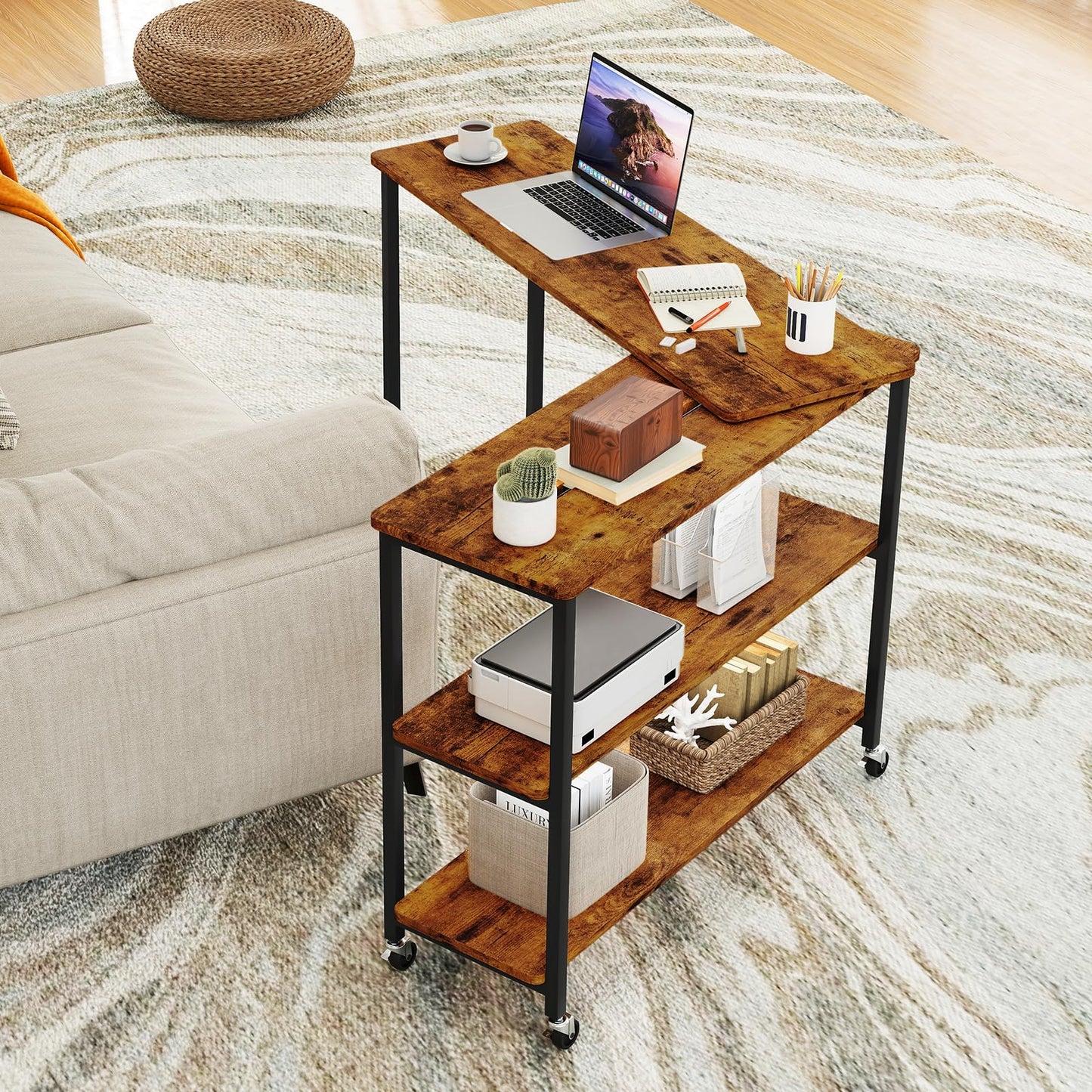 Tangkula Large 360° Free Rotating Sofa Side Table
