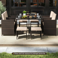Tangkula 9 Piece Rattan Patio Dining Set