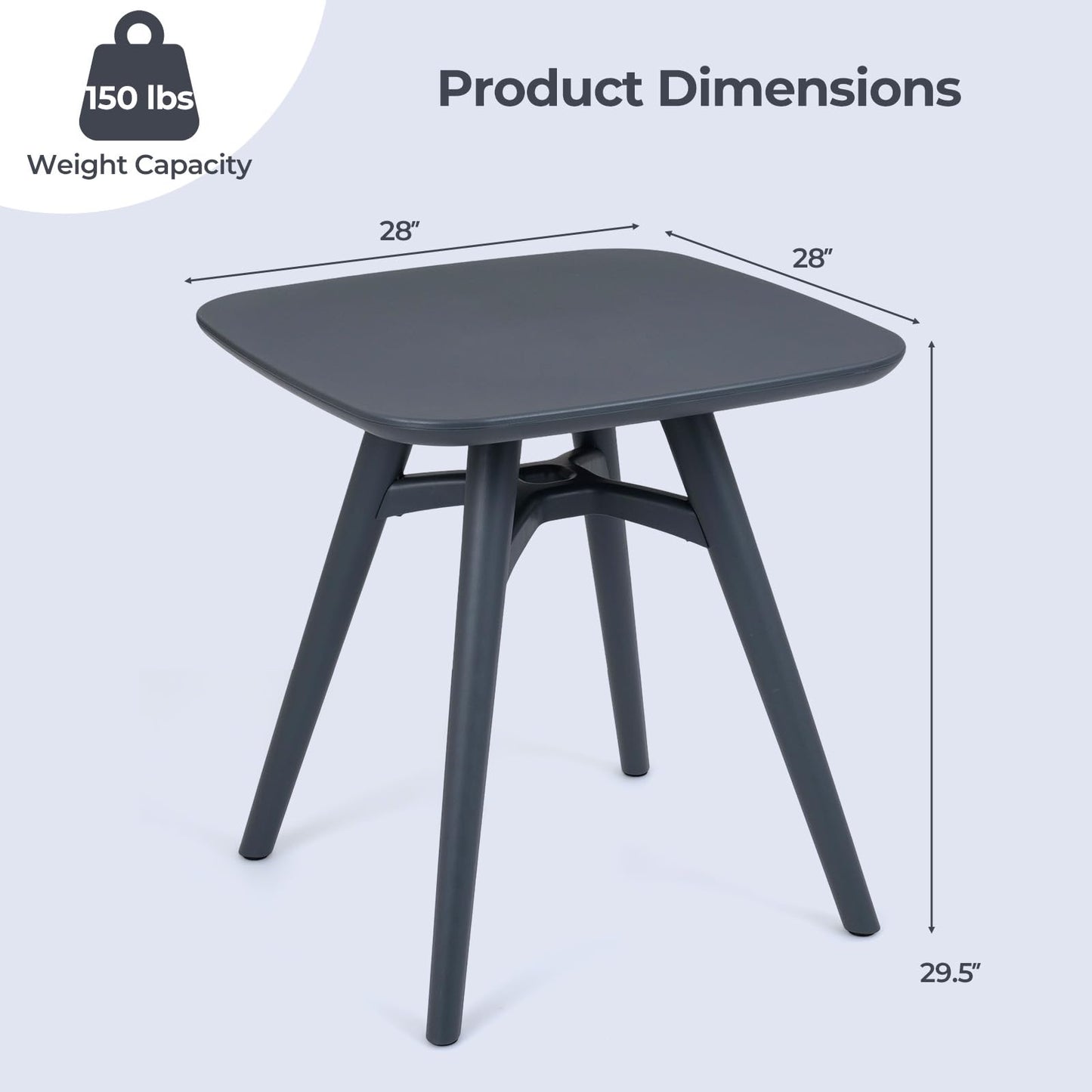 Tangkula 28" Square Outdoor Dining Table for Garden
