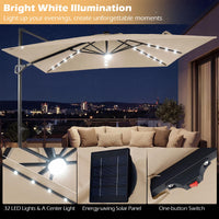 Tangkula 10 FT Solar Patio Umbrella with Base Included