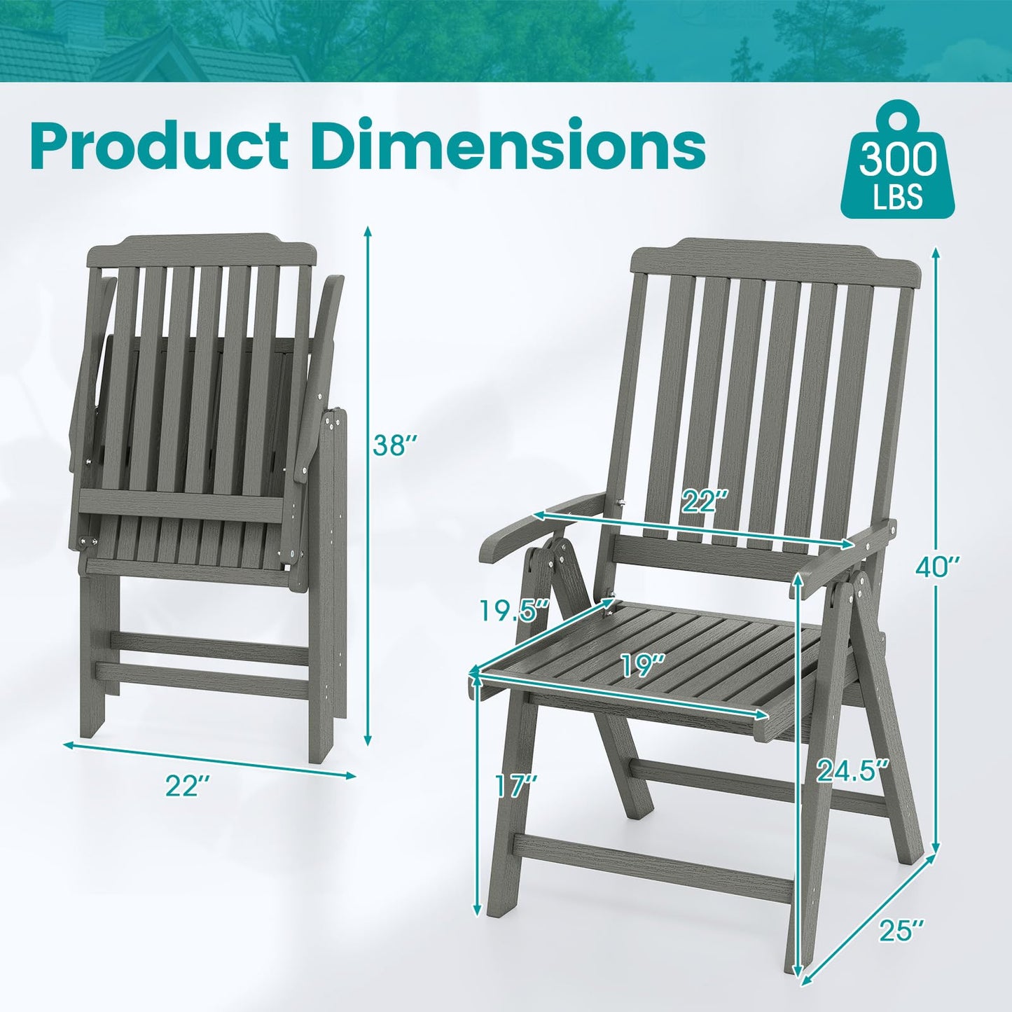Tangkula Foldable Patio Chair All-Weather HDPE Outdoor Dining Chair(1/2/4)