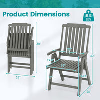Tangkula Foldable Patio Chair All-Weather HDPE Outdoor Dining Chair(1/2/4)