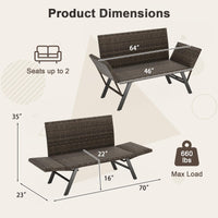 Tangkula Patio Convertible Sofa for 2